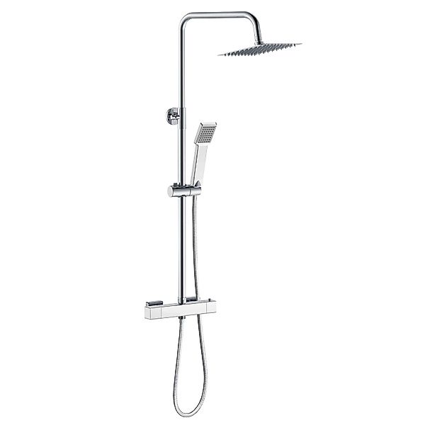 AICA Thermostat Duschsystem Verchromt Mit Quadratischer Regendusche Und Han günstig online kaufen