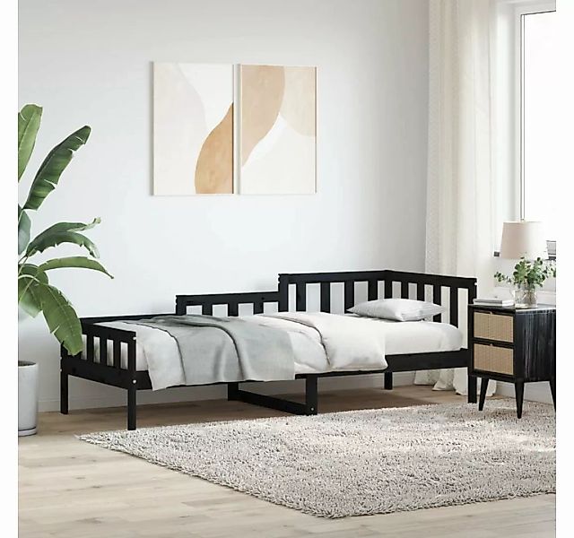 furnicato Bett Tagesbett Schwarz 90x190 cm Massivholz Kiefer günstig online kaufen