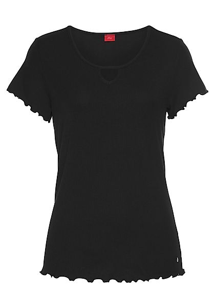 s.Oliver T-Shirt, aus geripptem Stoff mit Kräuselsäumen günstig online kaufen