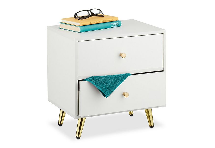 relaxdays Nachttisch goldene Beine (1-St), 1er Pack günstig online kaufen