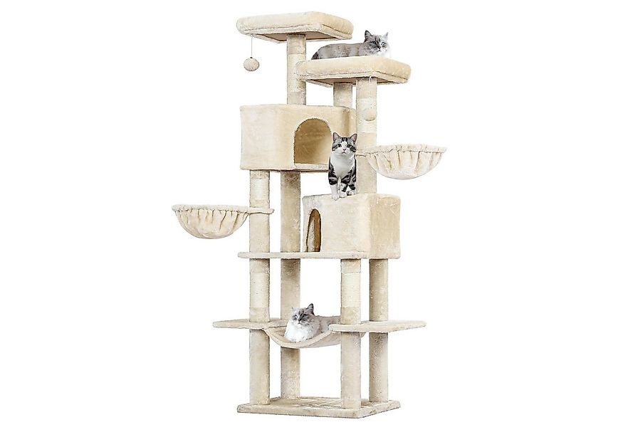 MSMASK Kratzbaum mit Sisalstämme, 2 Plattformen, 2 Katzenhöhlen, 2 Körbe, H günstig online kaufen