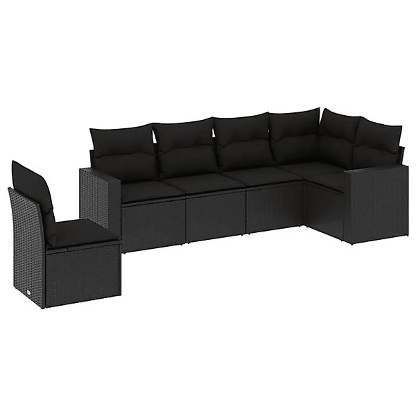 vidaXL 6-Tlg Garten-Sofagarnitur mit Kissen Schwarz Poly Rattan 3251362 günstig online kaufen