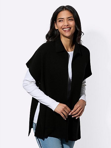 Sieh an! Strickjacke Poncho Ärmellos Jacquard günstig online kaufen