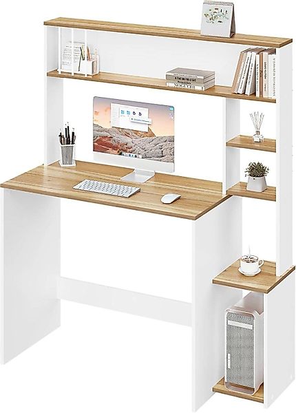 EUGAD Schreibtisch (1-St), Computertisch, 5-stufiges Bücherregal, günstig online kaufen