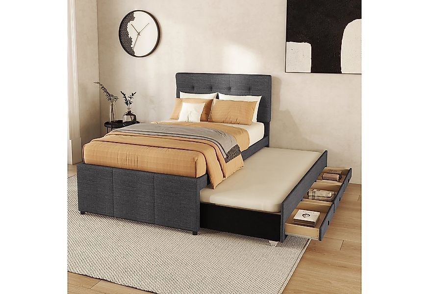 IDEASY Polsterbett 90 x 200 cm, Bettrahmen Rollbett(90x190cm) für 2 Persone günstig online kaufen