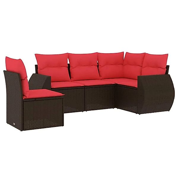 vidaXL 5-Tlg Gartensofa-Set mit Kissen Braun Polyrattan 3221373 günstig online kaufen