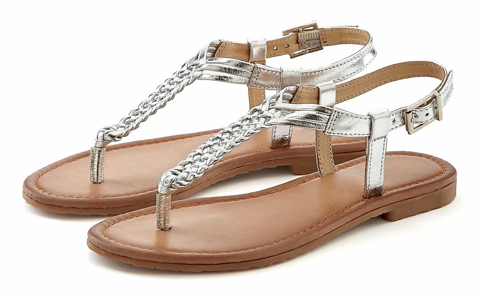 Vivance Zehentrenner, Sandalette, Sommerschuh,Sandale aus Leder mit Flecht- günstig online kaufen