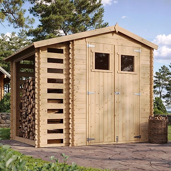 Timbela Holz-Gartenhaus M386 Beige Braun 4,47 m² FSC® günstig online kaufen