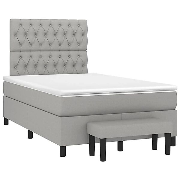 vidaXL Boxspringbett mit Matratze Hellgrau 120x190 cm Stoff 3270376 günstig online kaufen