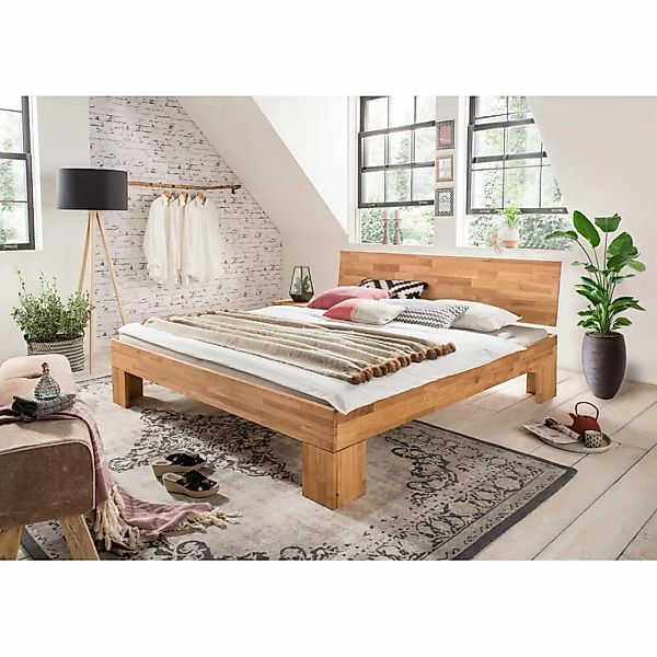 Lomadox Bett NORDDEICH-137, Wildeiche massiv, Liegefläche 200x200 cm, Rücke günstig online kaufen