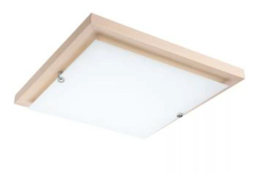 LED Deckenleuchte Weiß Holz quadratisch Wohnzimmer günstig online kaufen