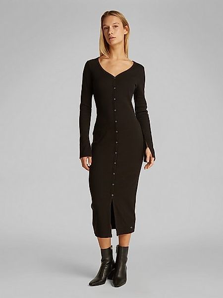 Calvin Klein Jeans Maxikleid WOVEN LABEL LS RIB DRESS mit Logodruck günstig online kaufen