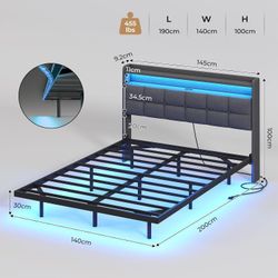 MSMASK Polsterbett Bettrahmen mit LED-Beleuchtung und günstig online kaufen