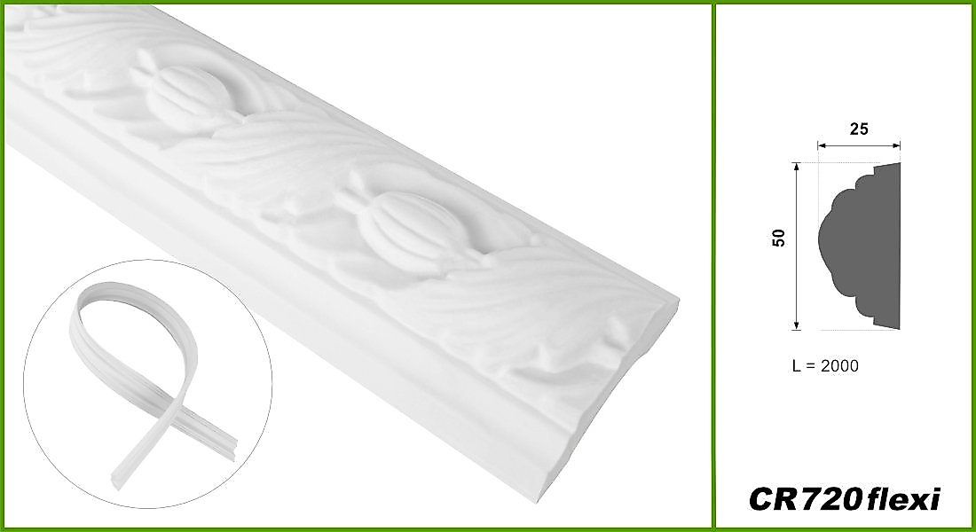 Hexim Stuckleiste CR720 flexi, 2 Meter günstig online kaufen