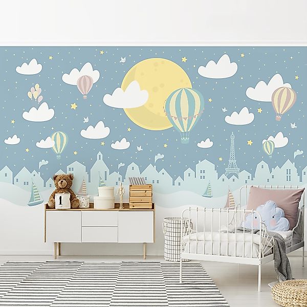 Bilderdepot24 Kindertapete Kinderzimmer Paris Sterne Heißluftballon günstig online kaufen