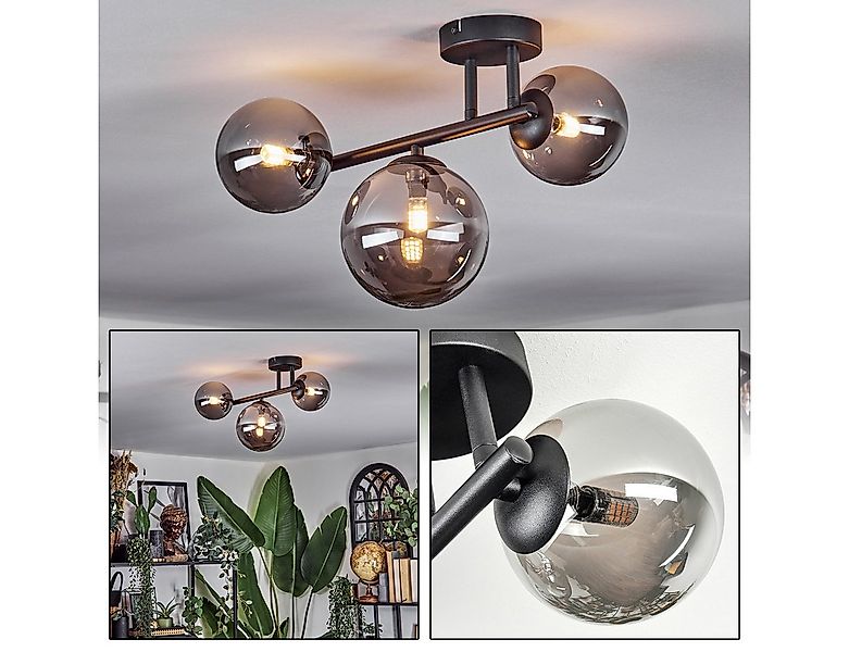 hofstein Deckenleuchte 3-flammige Deckenlampe aus Metall/Glas in Schwarz/Ra günstig online kaufen