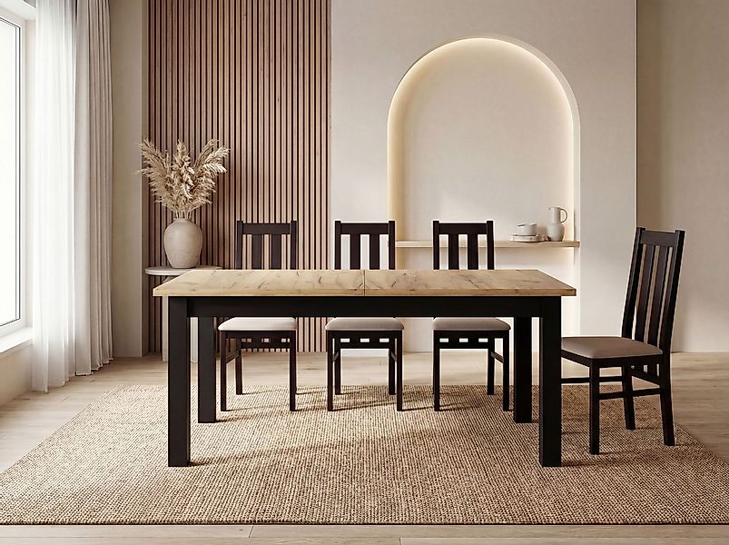 WFL GROUP Esstisch Lindberg ausziehbar verlängerbar rechteckig mit schwarze günstig online kaufen