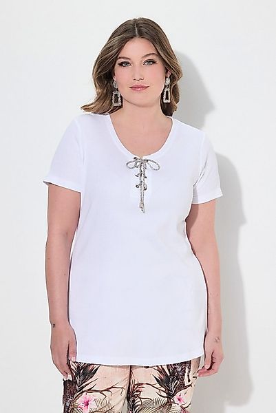 MIAMODA T-Shirt T-Shirt Slim Fit Glitzersteinchen-Bindeband günstig online kaufen