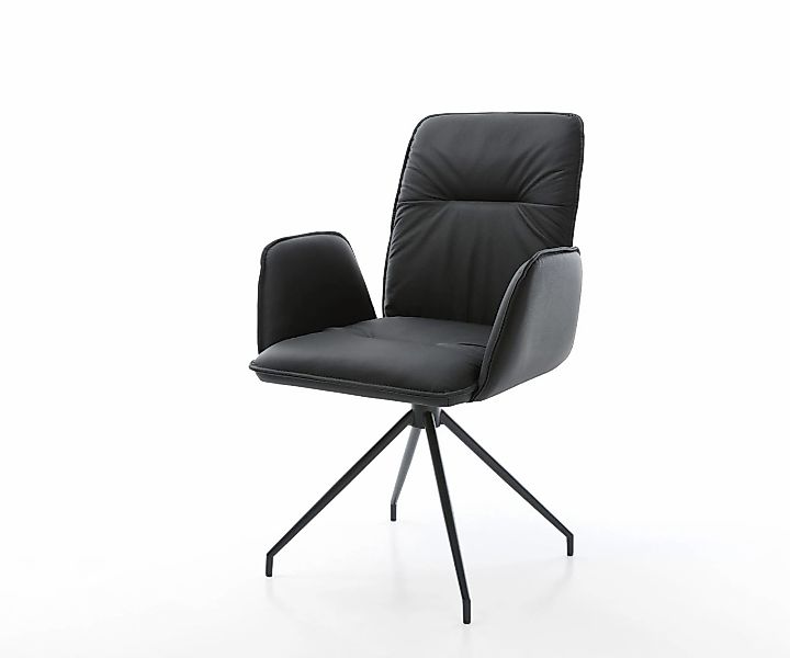 Esszimmerstuhl Vinja-Flex Echt-Leder Schwarz Kreuzgestell konisch Schwarz günstig online kaufen