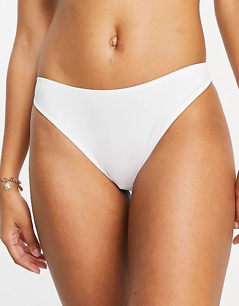 NA-KD – Bikinihose in Weiß mit hohem Beinausschnitt günstig online kaufen