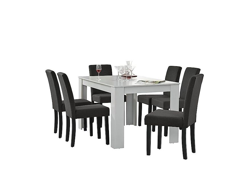 en.casa Essgruppe, (Set, 7-tlg., Esstisch mit 6 Stühlen), »Kramfors« Esstis günstig online kaufen