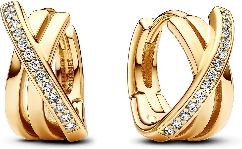 Pandora Ohrring-Set Pandora Überkreuzte Pavé Creolen 263150C01 Ohrringe günstig online kaufen