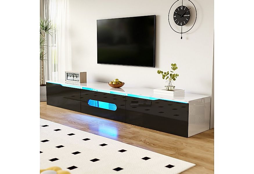 Merax Lowboard (180 L x 35 B x 30 H, 1 St), Hochglanz TV-Schrank mit LED-Be günstig online kaufen