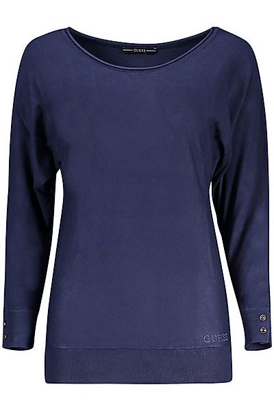 GUESS JEANS Strickpullover Eleganter Damenpullover Blau mit Stickerei und L günstig online kaufen