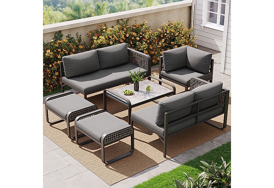 MODFU Sofa Garten-Lounge-Set,mit verzinktem Eisengestell, Garten-Lounge-Set günstig online kaufen