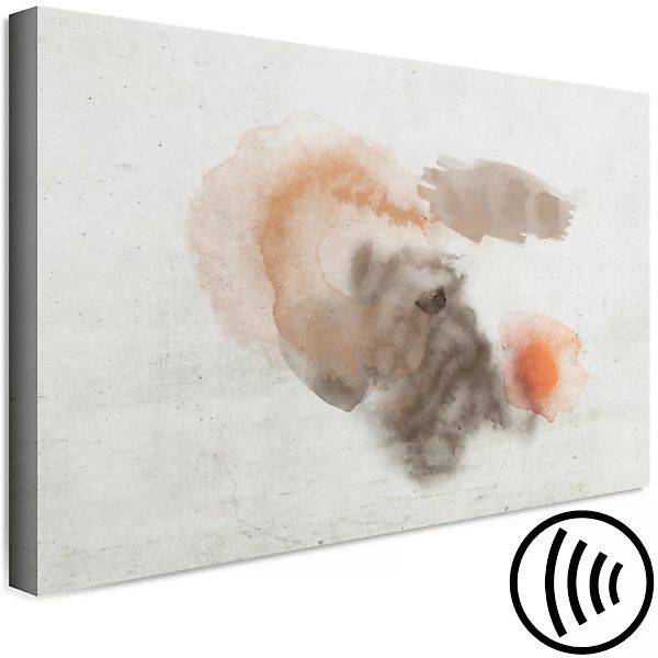 Bild auf Leinwand Rostgraue Flecken - Abstraktion im Boho-Stil auf grauem H günstig online kaufen