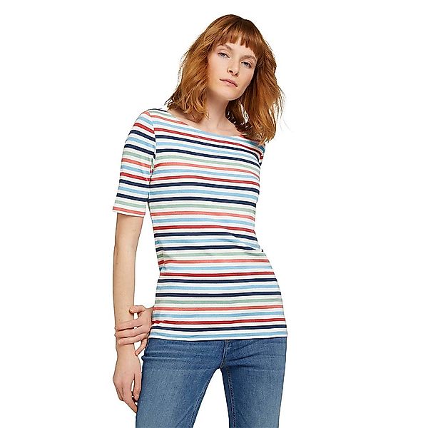 Tom Tailor Kurzarm T-shirt 2XL Peach Blue Mulitcolor Stripe günstig online kaufen