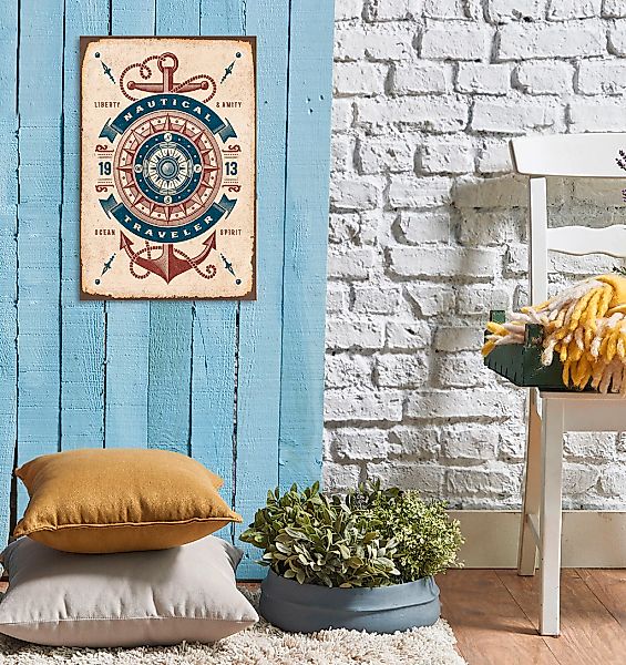 queence Metallbild "Nautical" Anker  Schriftzug  Schriftzüge 1 Stk. tlg. St günstig online kaufen