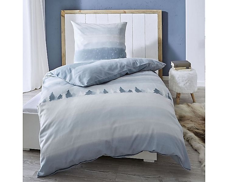 Kaeppel Bettwäsche Feinbiber Let it Snow 135x200 + 80x80 cm 62941 taupe Win günstig online kaufen