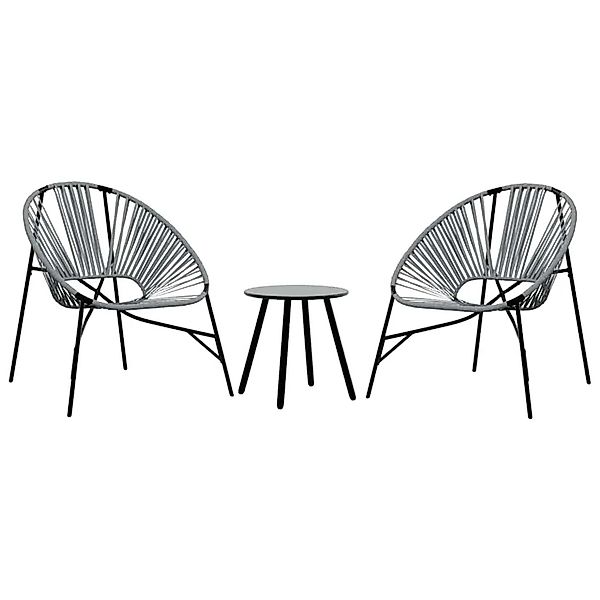 vidaXL Gartenstuhl-Set 3-Tlg Schwarz und Hellgrau Poly Rattan 4009294 günstig online kaufen