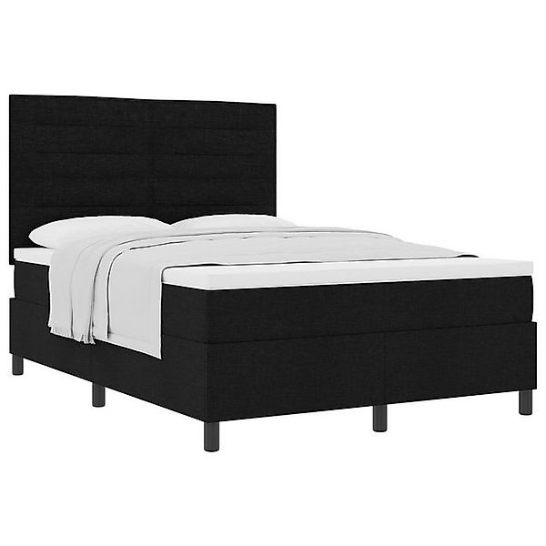 vidaXL Bett Boxspringbett mit Matratze Schwarz 140x200 cm Stoff (1-tlg) günstig online kaufen