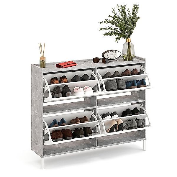 KOMTO Schuhschrank Madrid 4 Schuhregal Geschlossen mit 4 Klappen Schuhkippe günstig online kaufen