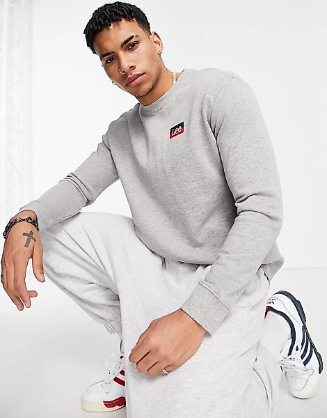 Lee – Sweatshirt mit Rundhalsausschnitt und Logo-Grau günstig online kaufen