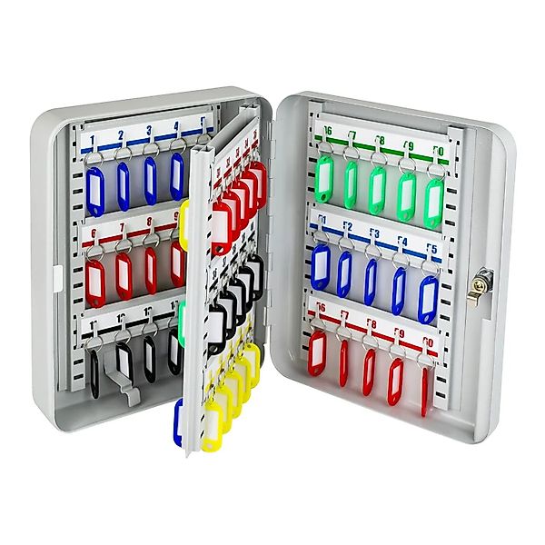 HMF 13060-07 Schlüsselkasten Abschließbar 60 Haken 30 x 24 x 7 cm Lichtgrau günstig online kaufen