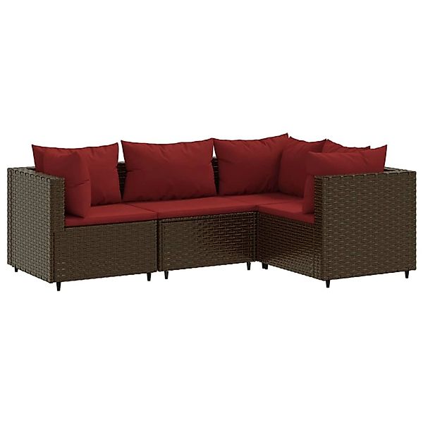 vidaXL Gartenlounge-Set 4-tlg. Garten-Lounge-Set mit Kissen günstig online kaufen