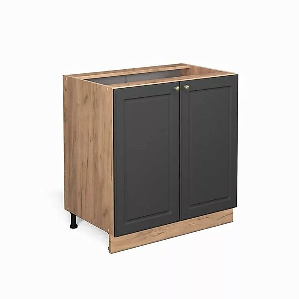 Vicco Spülenunterschrank Fame-Line, Anthrazit-Gold/Eiche, 80 cm mit Regal, günstig online kaufen