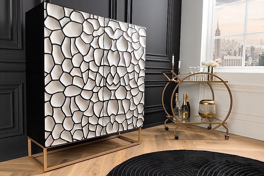 riess-ambiente Highboard VULCANO 120cm weiß / schwarz / gold (Einzelartikel günstig online kaufen