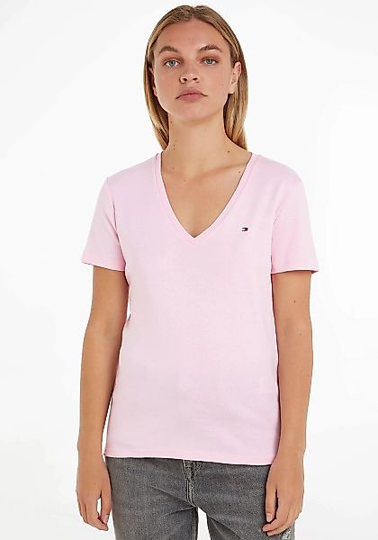 Tommy Hilfiger T-Shirt "SLIM CODY RIB V-NECK SS", mit dezenter Logostickere günstig online kaufen