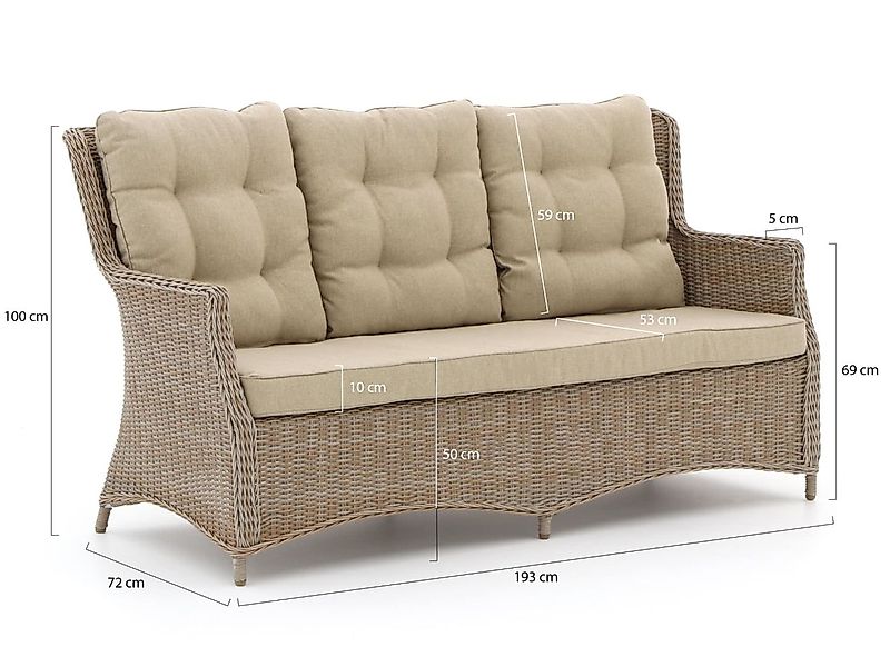 Intenso Milano Dining Gartensofa 3-Sitzer 193 cm günstig online kaufen
