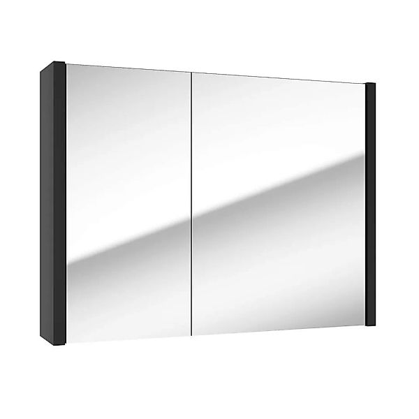 Spiegelschrank 80 cm 2 Türen NANTES-107 in schwarz, B/H/T: ca. 80/60/15 cm günstig online kaufen