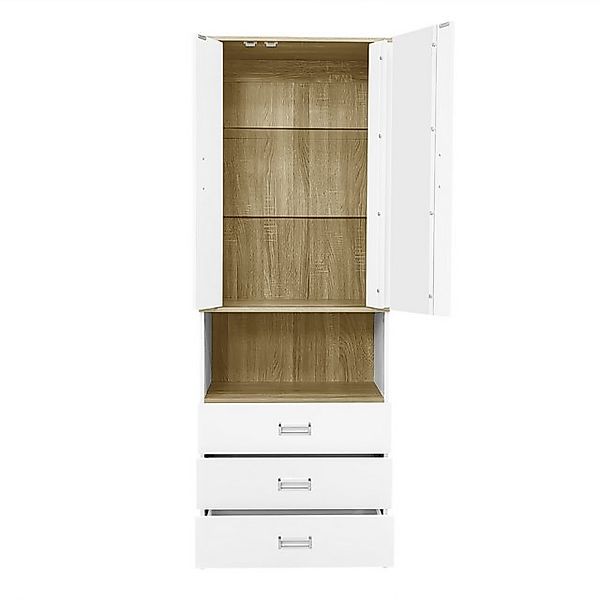 XDOVET Vitrine Highboard mit Glastüren LED Beleuchtung Soft Close (181.5*65 günstig online kaufen