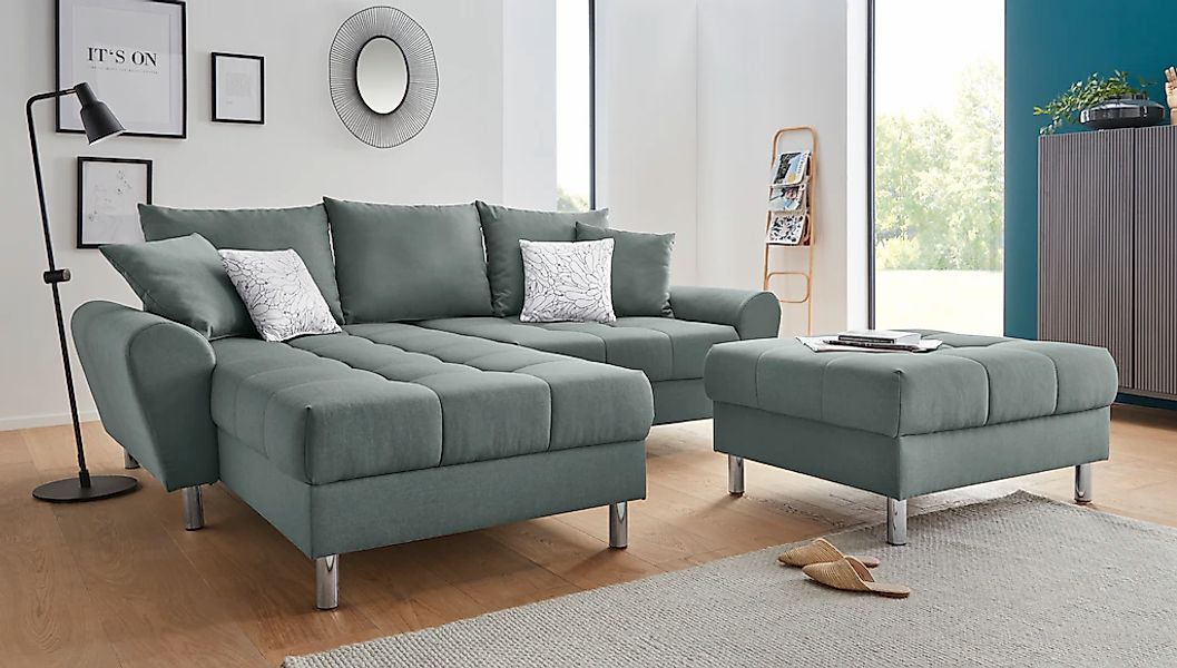 COLLECTION AB Ecksofa "Rada L-Form" inklusive Hocker, Bettfunktion und Fede günstig online kaufen