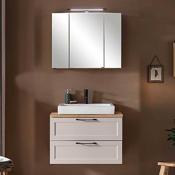 Badmöbel Set Waschplatz Set mit LED Beleuchtung für die Wandmontage (zweite günstig online kaufen