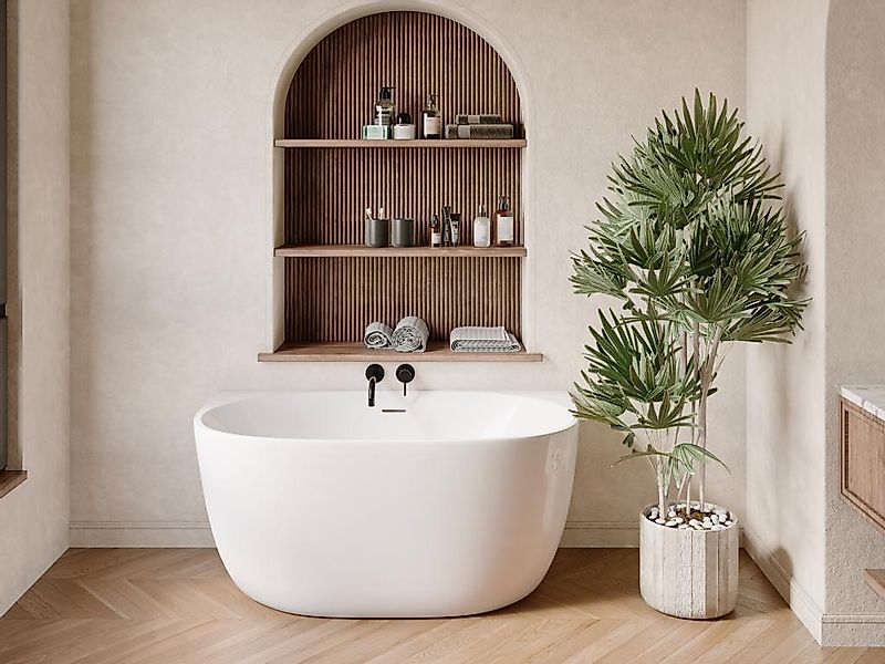 Halb freistehende Badewanne - 167 l - Acryl - 130 x 72 x 58 cm - Weiß - AMO günstig online kaufen