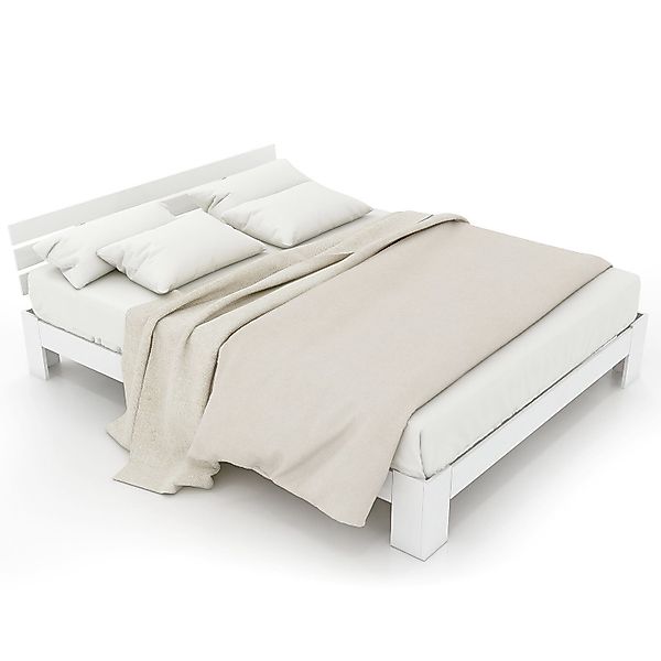 Ulife Massivholzbett Natur Doppelbett Holzbett Bettgestell günstig online kaufen