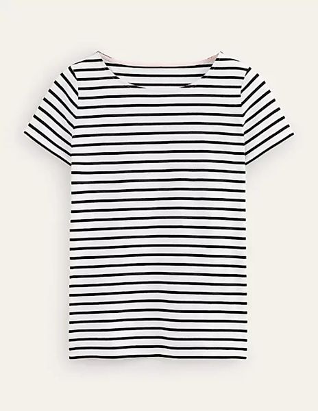 Ella Bretonshirt mit kurzen Ärmeln Damen Boden, Naturweiß, Schwarz günstig online kaufen